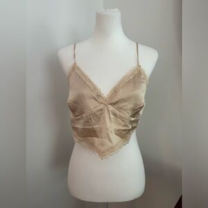 love tree satin cami top - tan/cream/gold